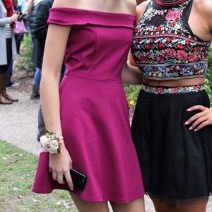 Magenta off the shoulder dress!